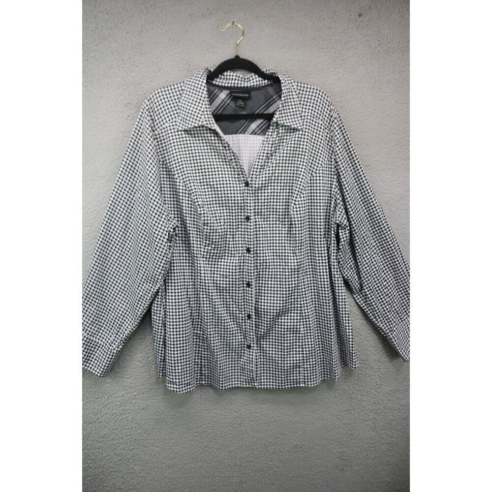 Lane Bryant Long Sleeve Button Down Top-Size 26-Houndstooth-Office